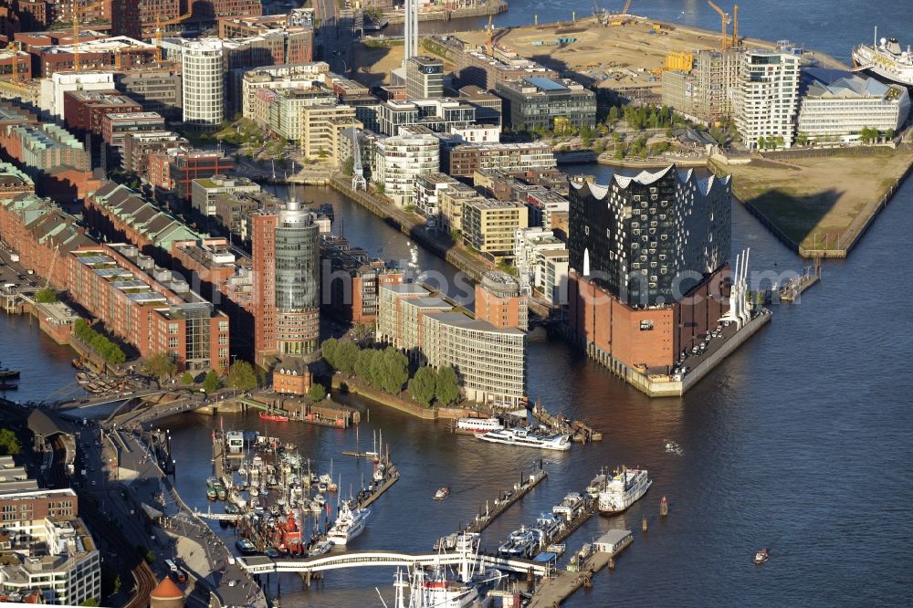 Hamburg from above - The Elbe Philharmonic Hall on the river bank of the Elbe in Hamburg