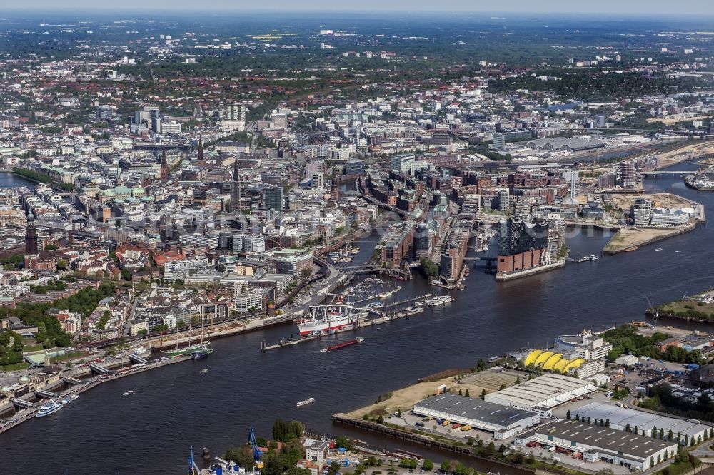 Aerial photograph Hamburg - The Elbe Philharmonic Hall on the river bank of the Elbe in Hamburg