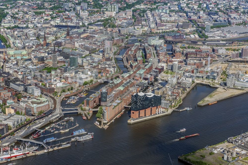 Aerial photograph Hamburg - The Elbe Philharmonic Hall on the river bank of the Elbe in Hamburg