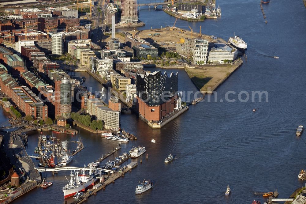 Aerial image Hamburg - The Elbe Philharmonic Hall on the river bank of the Elbe in Hamburg