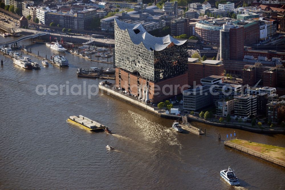 Aerial image Hamburg - The Elbe Philharmonic Hall on the river bank of the Elbe in Hamburg