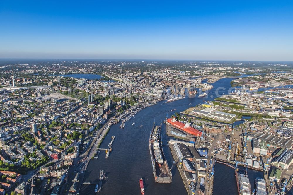 Aerial image Hamburg - The Elbe Philharmonic Hall on the river bank of the Elbe in Hamburg