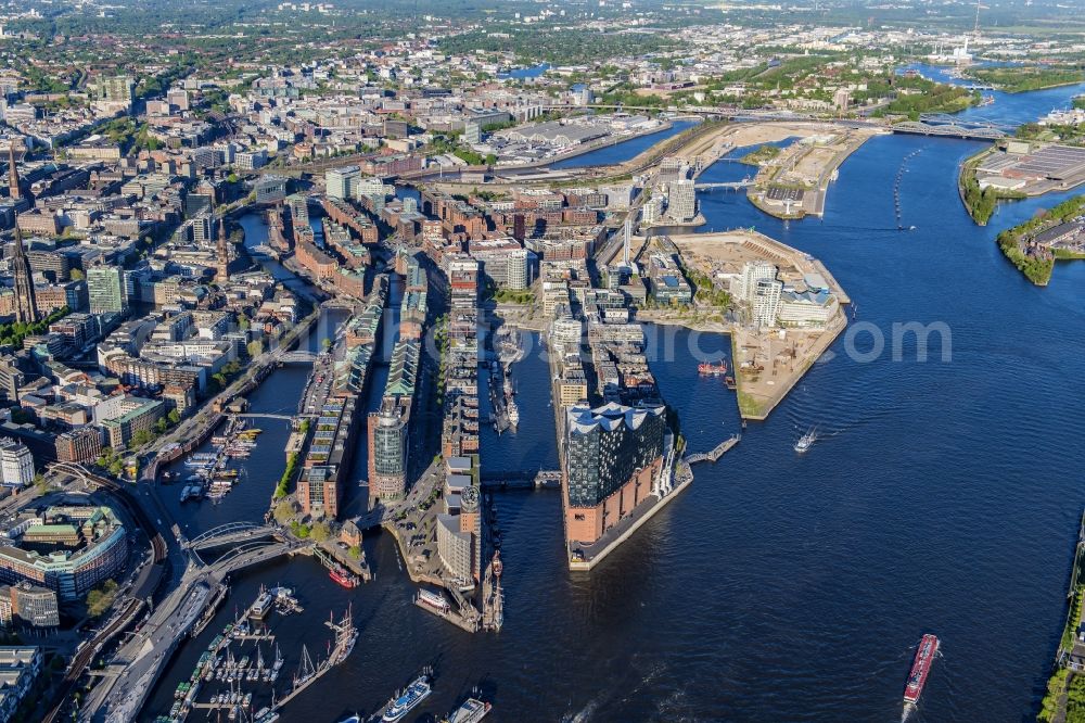 Aerial image Hamburg - The Elbe Philharmonic Hall on the river bank of the Elbe in Hamburg