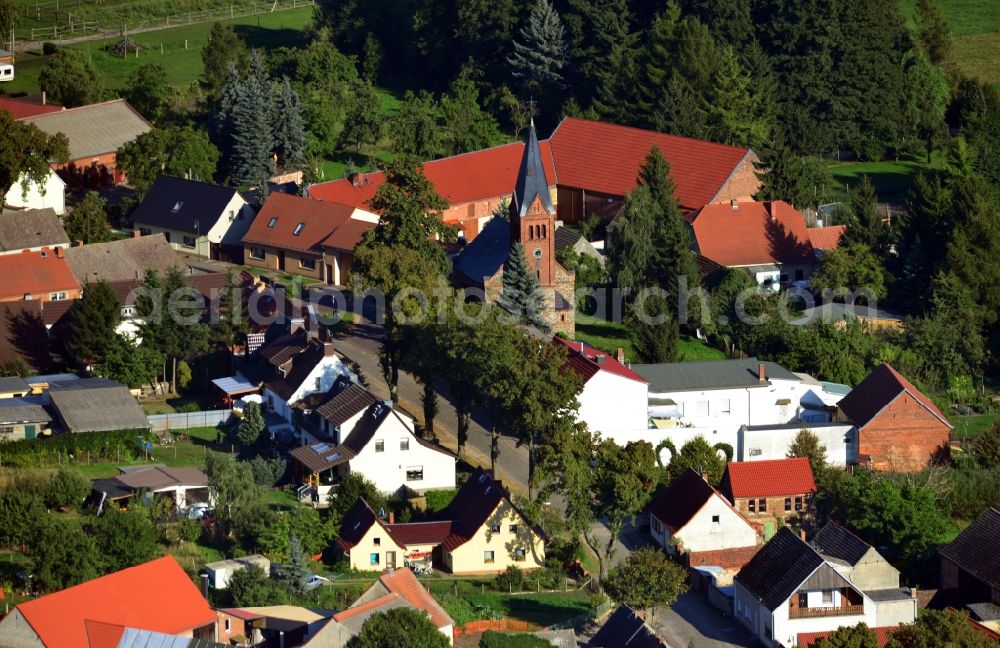 Aerial image Ziesar OT Köpernitz - View of the Koepernitzer Dorfstrasse in Ziesar in the state of Brandenburg