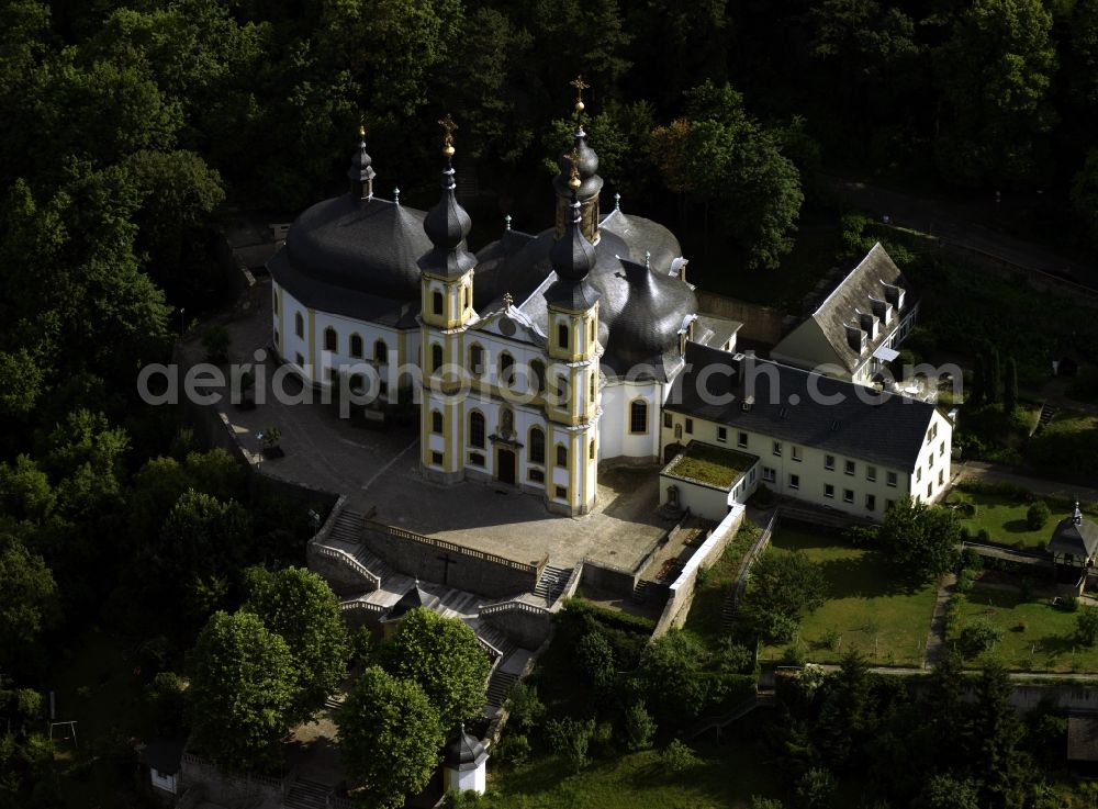 Aerial image Würzburg - The pilgrimage church Mariä Heimsuchung, Käppele, in Würzburg in Bavaria