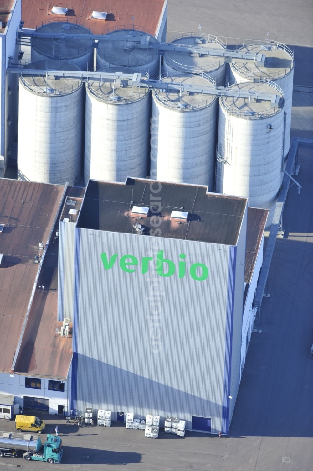 Zörbig from above - View of fuel construction of Verbio Vereinigte Bioenergie AG in Zörbig in Saxony-Anhalt