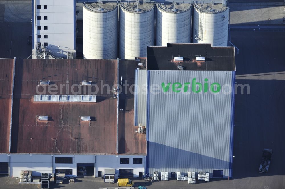 Zörbig from above - View of fuel construction of Verbio Vereinigte Bioenergie AG in Zörbig in Saxony-Anhalt