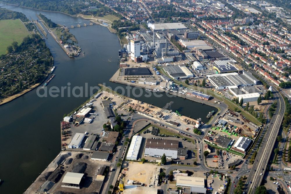 Bremen from above - Power plants and exhaust towers of coal thermal power station in Bremen in Germany