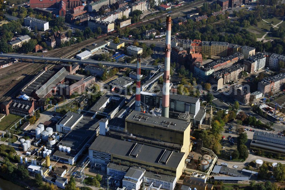 WROCLAW - BRESLAU from above - Kraftwerk in Breslau, Niederschlesien / Dolny Slask in Polen / Polska. Betreiber ist die Kogeneracja SA. Power plant in Wroclaw, Lower Silesia, Poland.