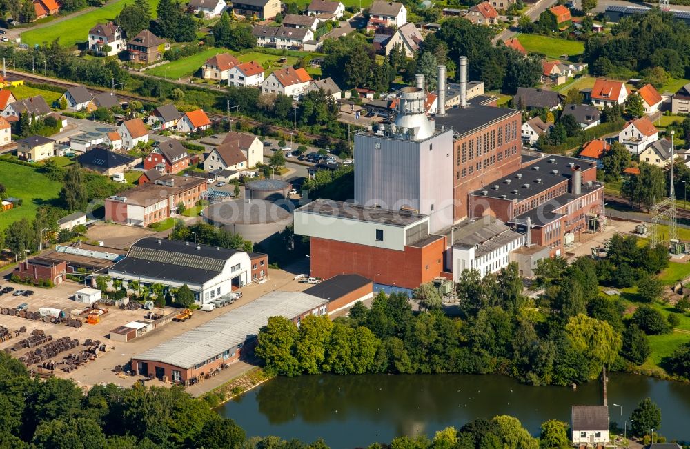 Kirchlengern from the bird's eye view: Power plant Kirchlengern in Kirchlengern in the state of North Rhine-Westphalia. The gas and steam turbine power plant of Energieservice Westfalen Weser is located in the East of the borough