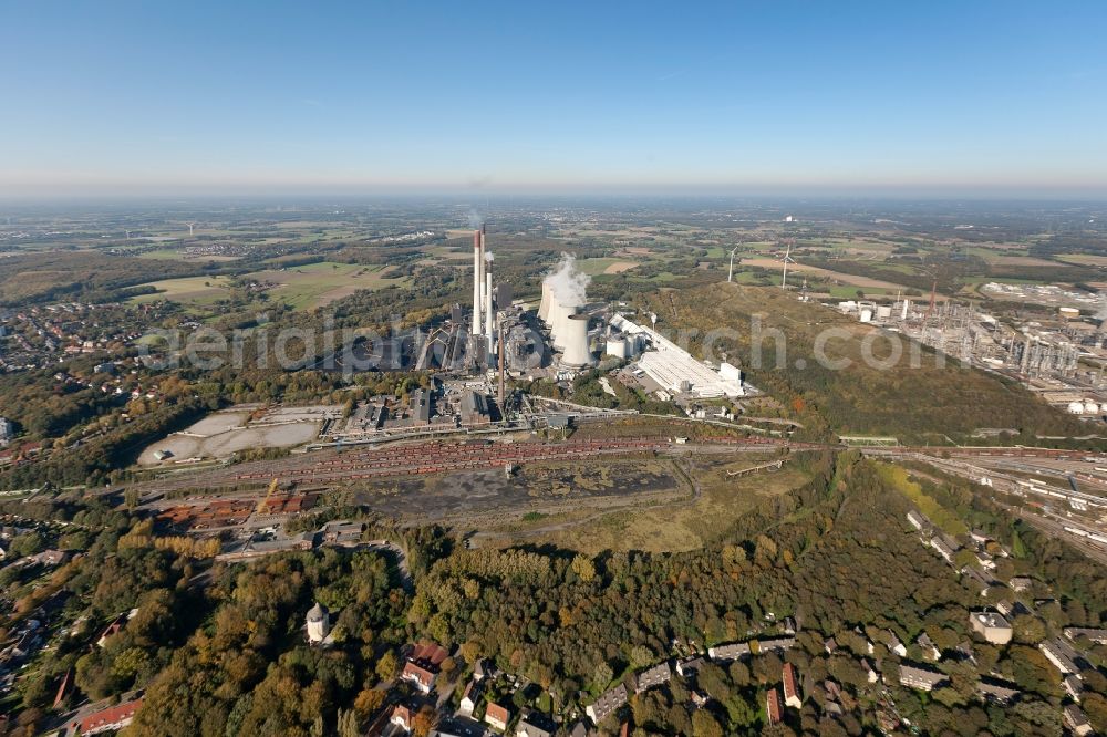 Aerial image Gelsenkirchen - View of the powerhouse Scholven in Gelsenkirchen in the state North Rhine-Westphalia