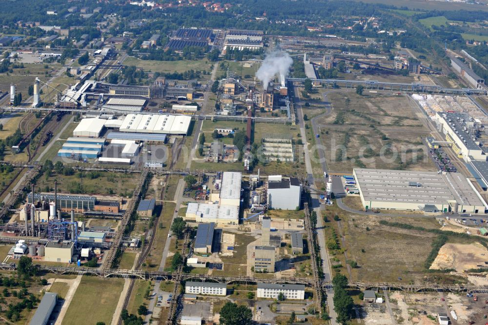 Spremberg from above - View of the power plant Schwarze Pumpe in the homonymous district of Spremberg in Brandenburg