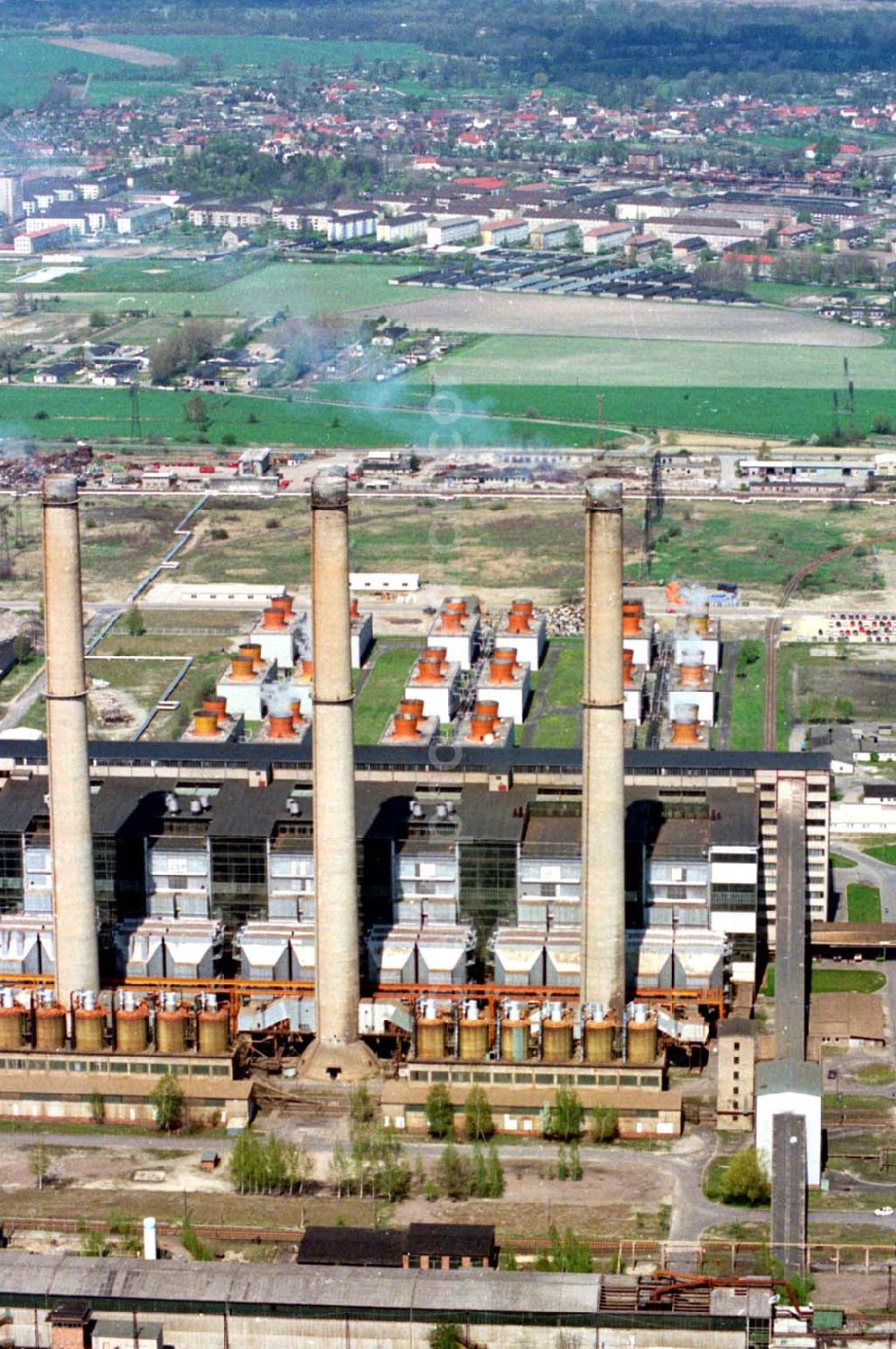 Lübbenau from the bird's eye view: 29.04.1995 Kraftwerke Vetschau und Lübbenau