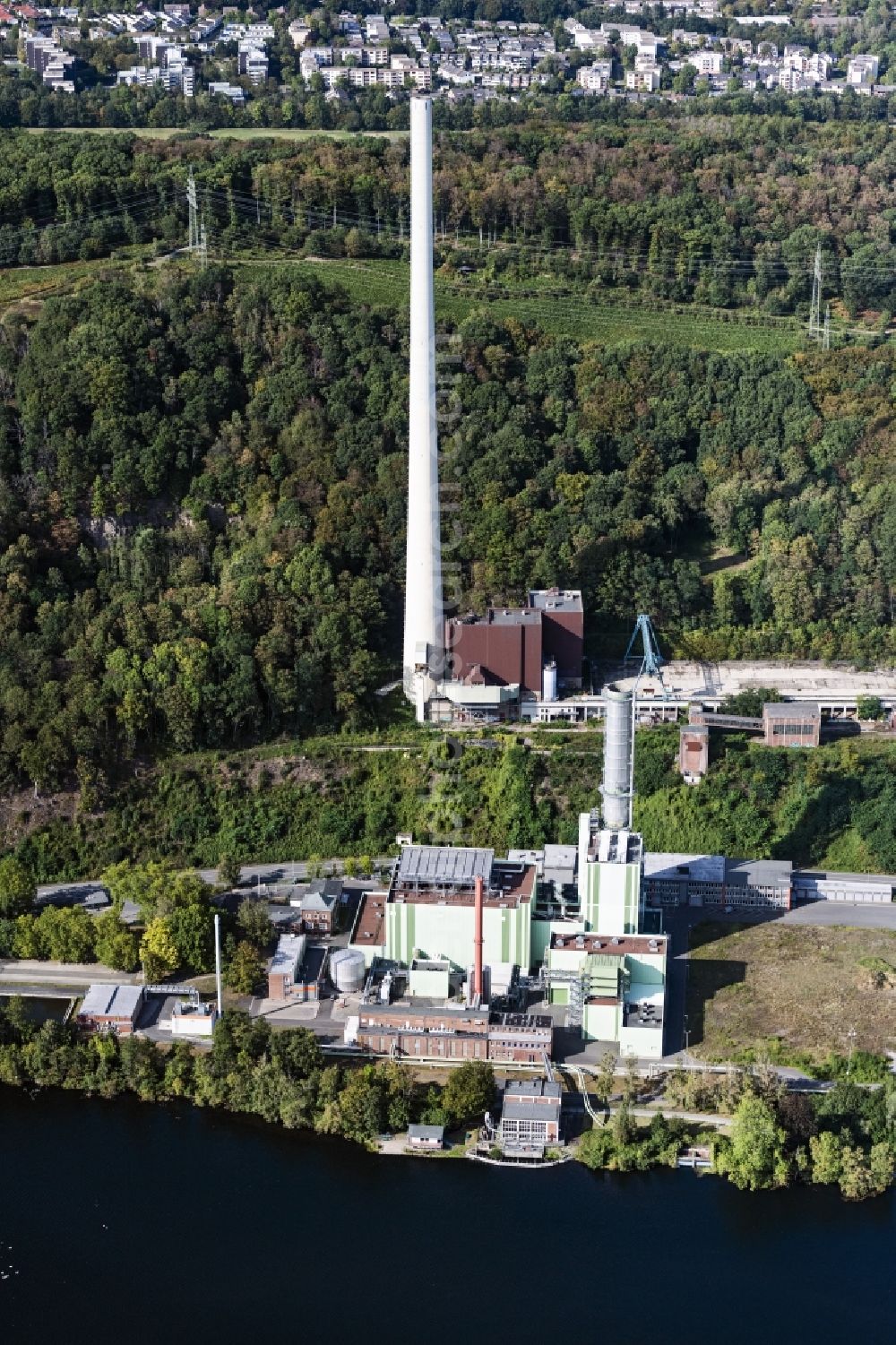 Herdecke from above - Power plants and exhaust towers of thermal power station Cunokraftwerk in Herdecke in the state North Rhine-Westphalia, Germany