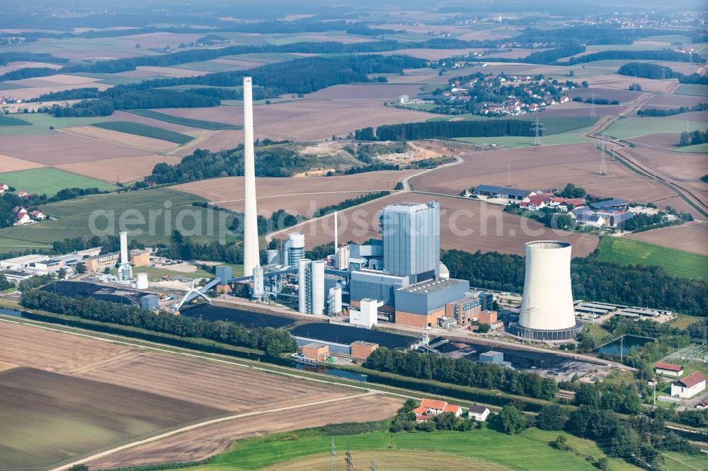 Zolling from above - Power plants and exhaust towers of thermal power station ENGIE Kraftwerk Zolling in Zolling in the state Bavaria, Germany