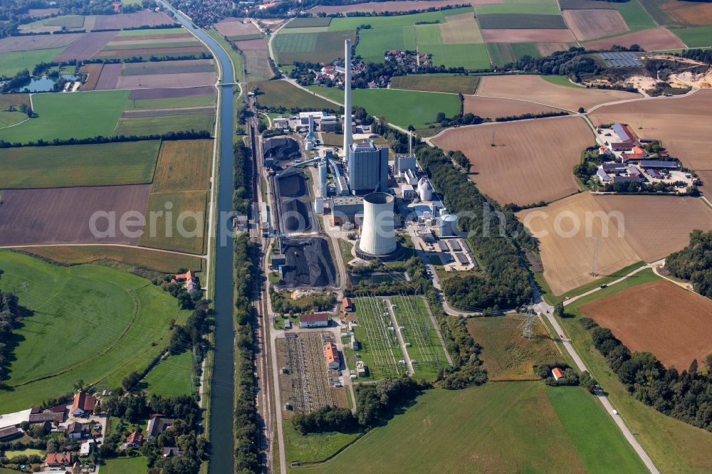 Aerial image Zolling - Power plants and exhaust towers of thermal power station ENGIE Kraftwerk Zolling in Zolling in the state Bavaria, Germany