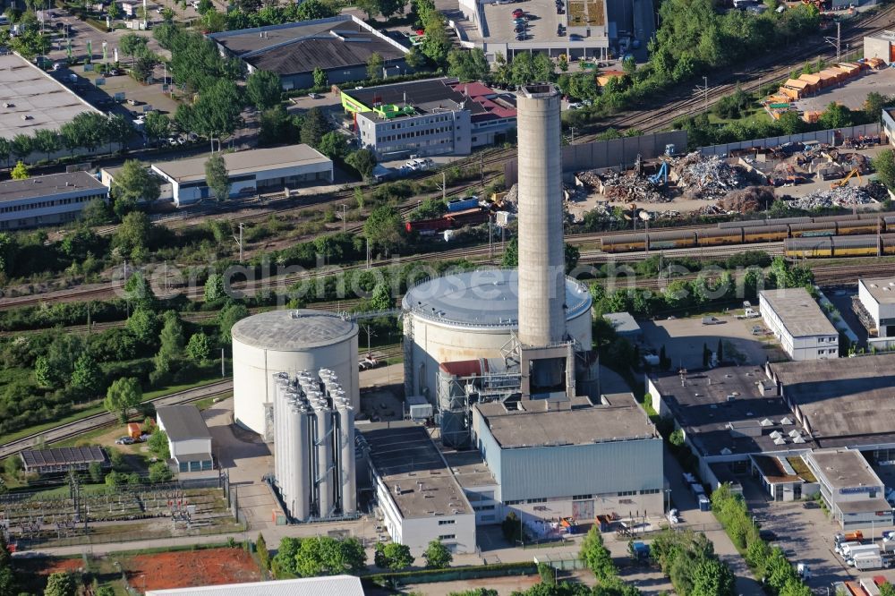 Aerial image München - Power plants and exhaust towers of thermal power station Freimann in Munich in the state Bavaria, Germany