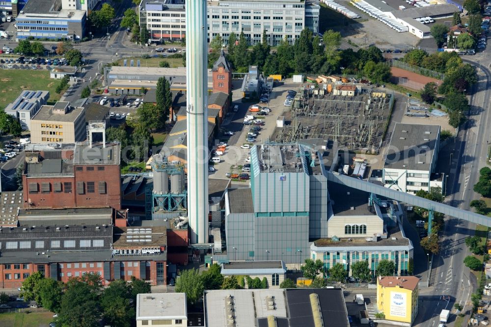 Aerial photograph Offenbach am Main - Power plants and exhaust towers of thermal power station of Energieversorgung Offenbach (EVO) in Offenbach am Main in the state Hesse