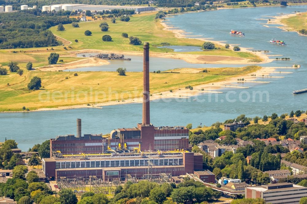 Aerial image Duisburg - Power plants and exhaust towers of thermal power station Hermann Wenzel in the district Laar in Duisburg in the state North Rhine-Westphalia, Germany