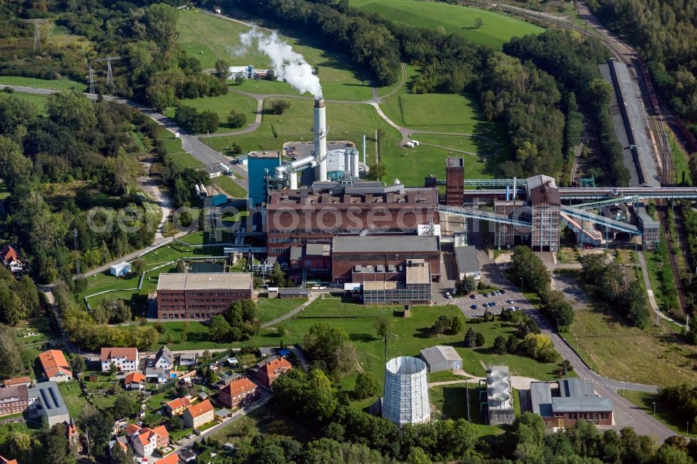 Aerial photograph Deuben - Power plants and exhaust towers of thermal power station Industriekraftwerk Deuben in Deuben in the state Saxony-Anhalt, Germany