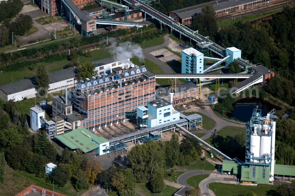 Aerial image Deuben - Power plants and exhaust towers of thermal power station Industriekraftwerk Deuben in Deuben in the state Saxony-Anhalt, Germany