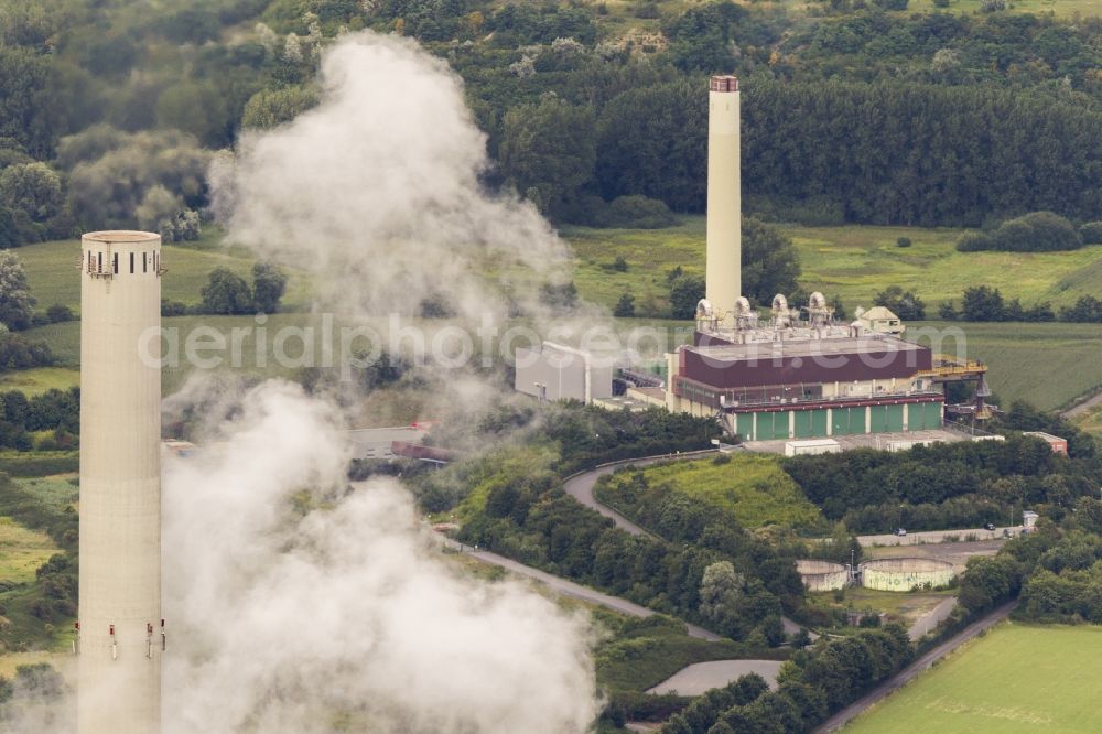 Hamm from the bird's eye view: Power plants and exhaust towers of Waste incineration plant station in the district Bockum-Hoevel in Hamm at Ruhrgebiet in the state North Rhine-Westphalia, Germany