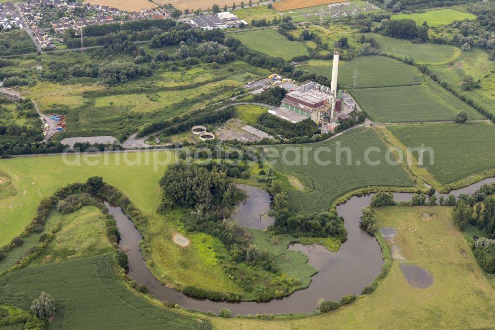 Aerial photograph Hamm - Power plants and exhaust towers of Waste incineration plant station in the district Bockum-Hoevel in Hamm at Ruhrgebiet in the state North Rhine-Westphalia, Germany