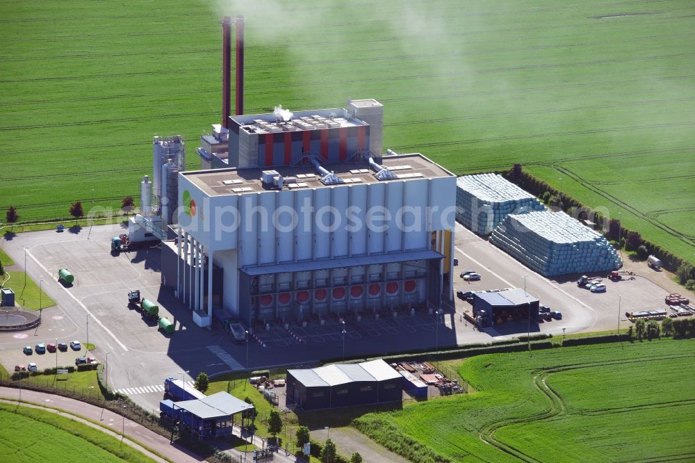 Aerial photograph Lützen - Power plants and exhaust towers of Waste incineration plant station Prezero Energy Zorbau in Zorbau in the state Saxony-Anhalt, Germany