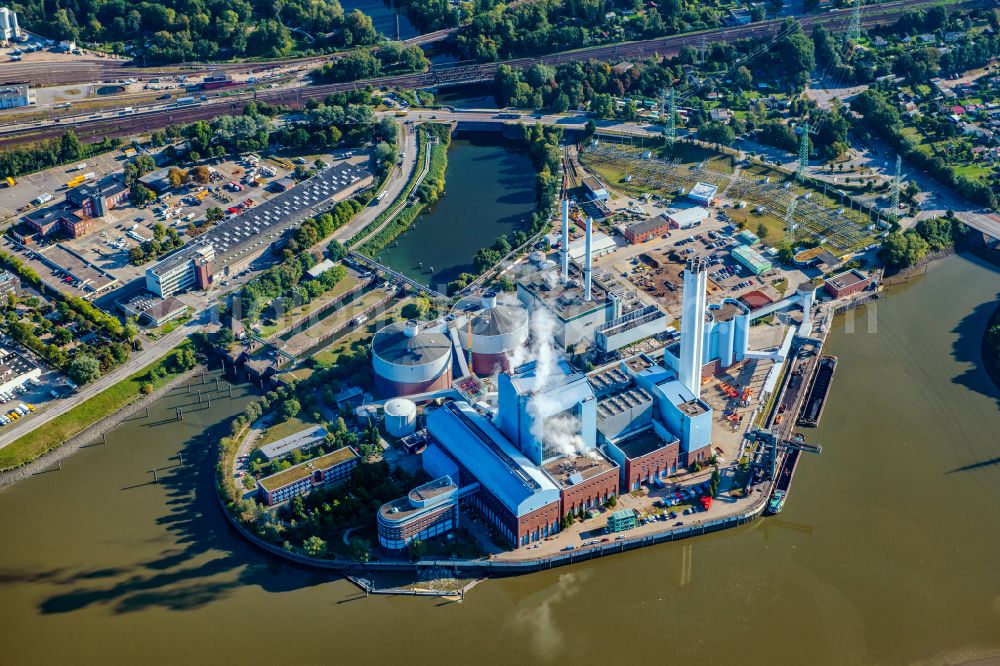 Hamburg from above - Power plants and exhaust towers of thermal power station Vattenfall Kraftwerk Tiefstack in Hamburg, Germany