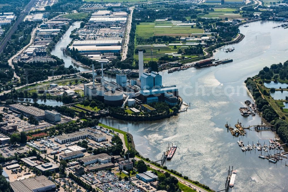 Aerial image Hamburg - Power plants and exhaust towers of thermal power station Vattenfall Tiefstack in Hamburg, Germany