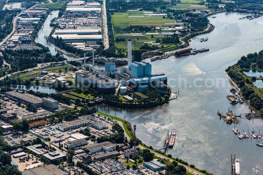 Aerial photograph Hamburg - Power plants and exhaust towers of thermal power station Vattenfall Tiefstack in Hamburg, Germany