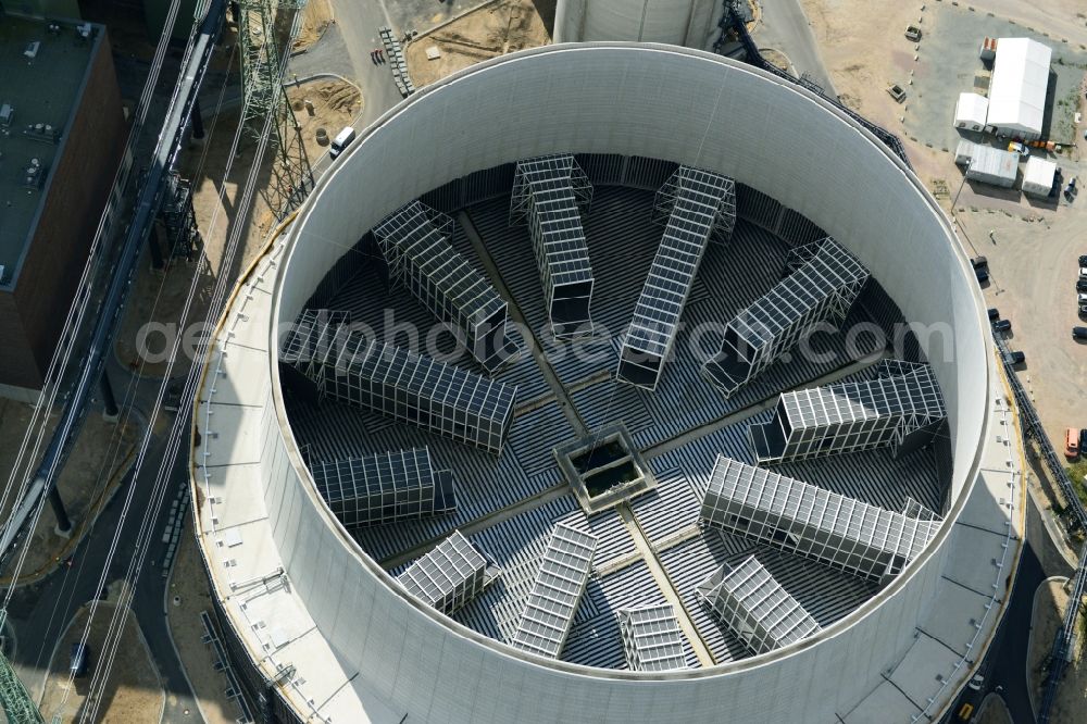 Aerial image Hamburg - Power plants and exhaust towers of thermal power station Vattenfall Tiefstack in Hamburg Moorburg, Germany