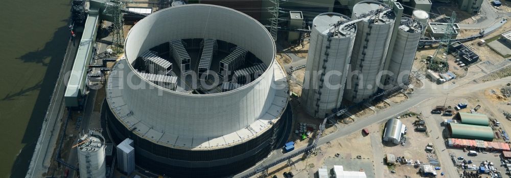 Hamburg from above - Power plants and exhaust towers of thermal power station Vattenfall Tiefstack in Hamburg Moorburg, Germany