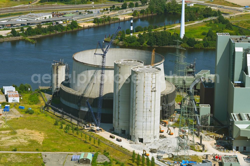 Hamburg from above - Power plants and exhaust towers of thermal power station Vattenfall Tiefstack in Hamburg Moorburg, Germany