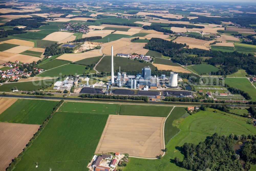 Aerial image Zolling - Power plants and exhaust towers of thermal power station Zolling Leininger in the district Anglberg in Zolling in the state Bavaria, Germany