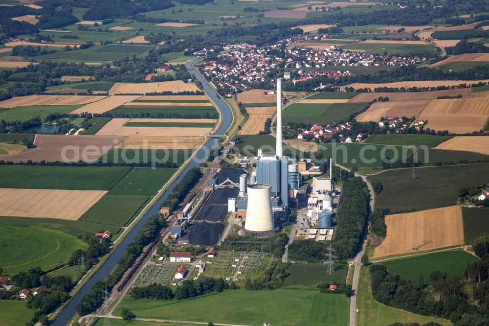 Aerial photograph Zolling - Power plants and exhaust towers of thermal power station Zolling Leininger in the district Anglberg in Zolling in the state Bavaria, Germany