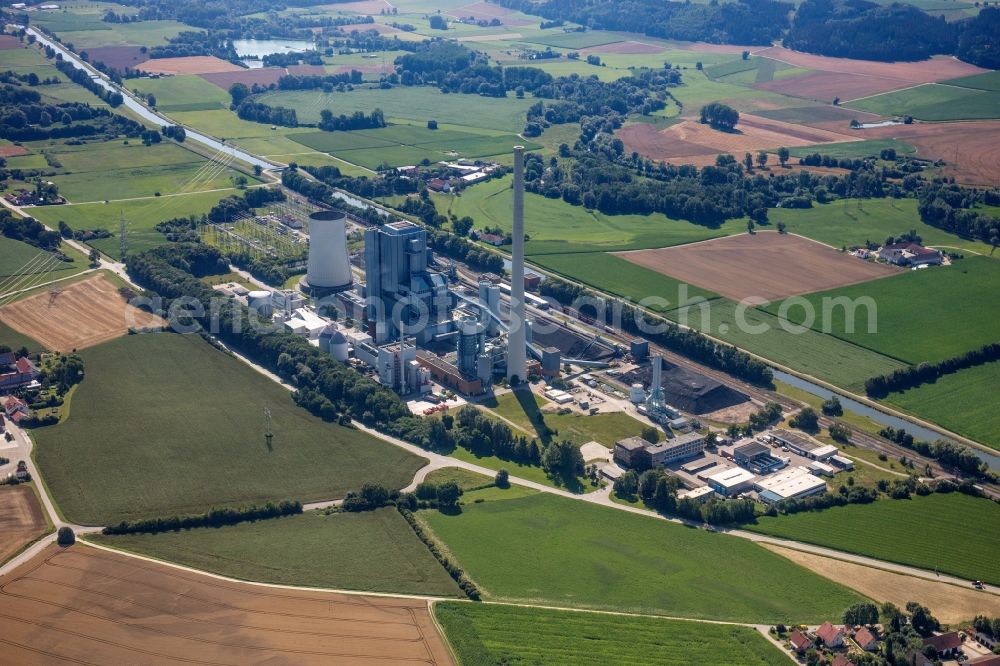 Aerial photograph Zolling - Power plants and exhaust towers of thermal power station Zolling Leininger in the district Anglberg in Zolling in the state Bavaria, Germany