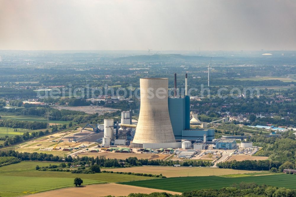 Aerial photograph Datteln - Power plants and exhaust towers of coal thermal power station Datteln 4 Uniper Kraftwerk Im Loeringhof in Datteln in the state North Rhine-Westphalia, Germany