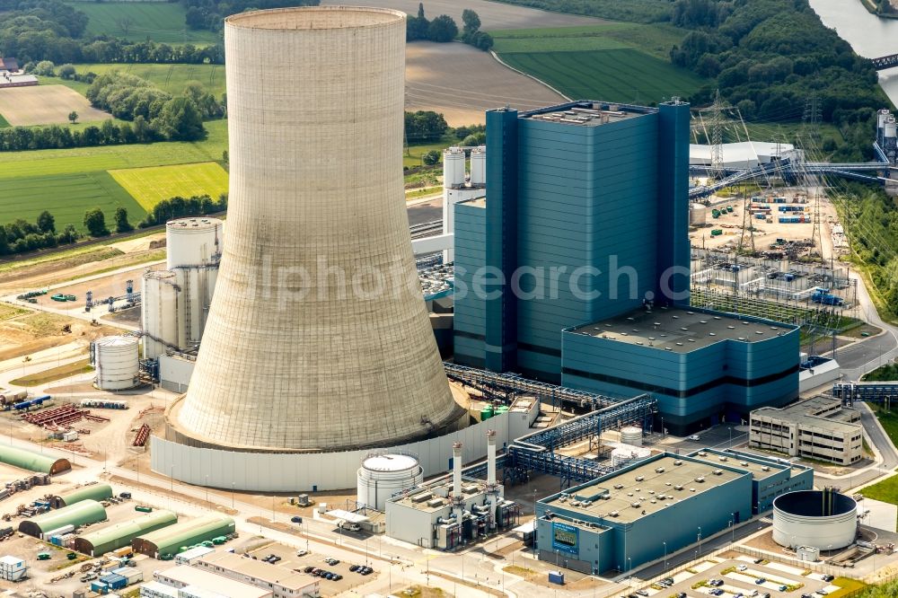 Datteln from above - Power plants and exhaust towers of coal thermal power station Datteln 4 Uniper Kraftwerk Im Loeringhof in Datteln in the state North Rhine-Westphalia, Germany