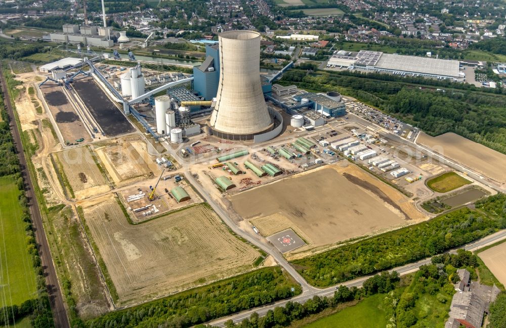 Aerial photograph Datteln - Power plants and exhaust towers of coal thermal power station Datteln 4 Uniper Kraftwerk Im Loeringhof in Datteln in the state North Rhine-Westphalia, Germany