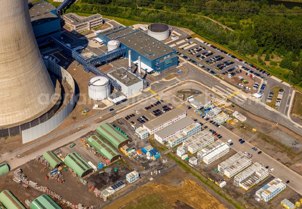 Datteln from above - Power plants and exhaust towers of coal thermal power station Datteln 4 Uniper Kraftwerk Im Loeringhof in Datteln in the state North Rhine-Westphalia, Germany