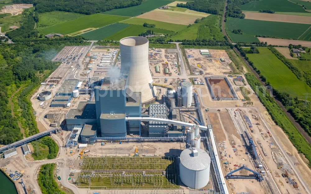 Datteln from above - Power plants and exhaust towers of coal thermal power station Datteln 4 Uniper Kraftwerk Im Loeringhof in Datteln in the state North Rhine-Westphalia, Germany