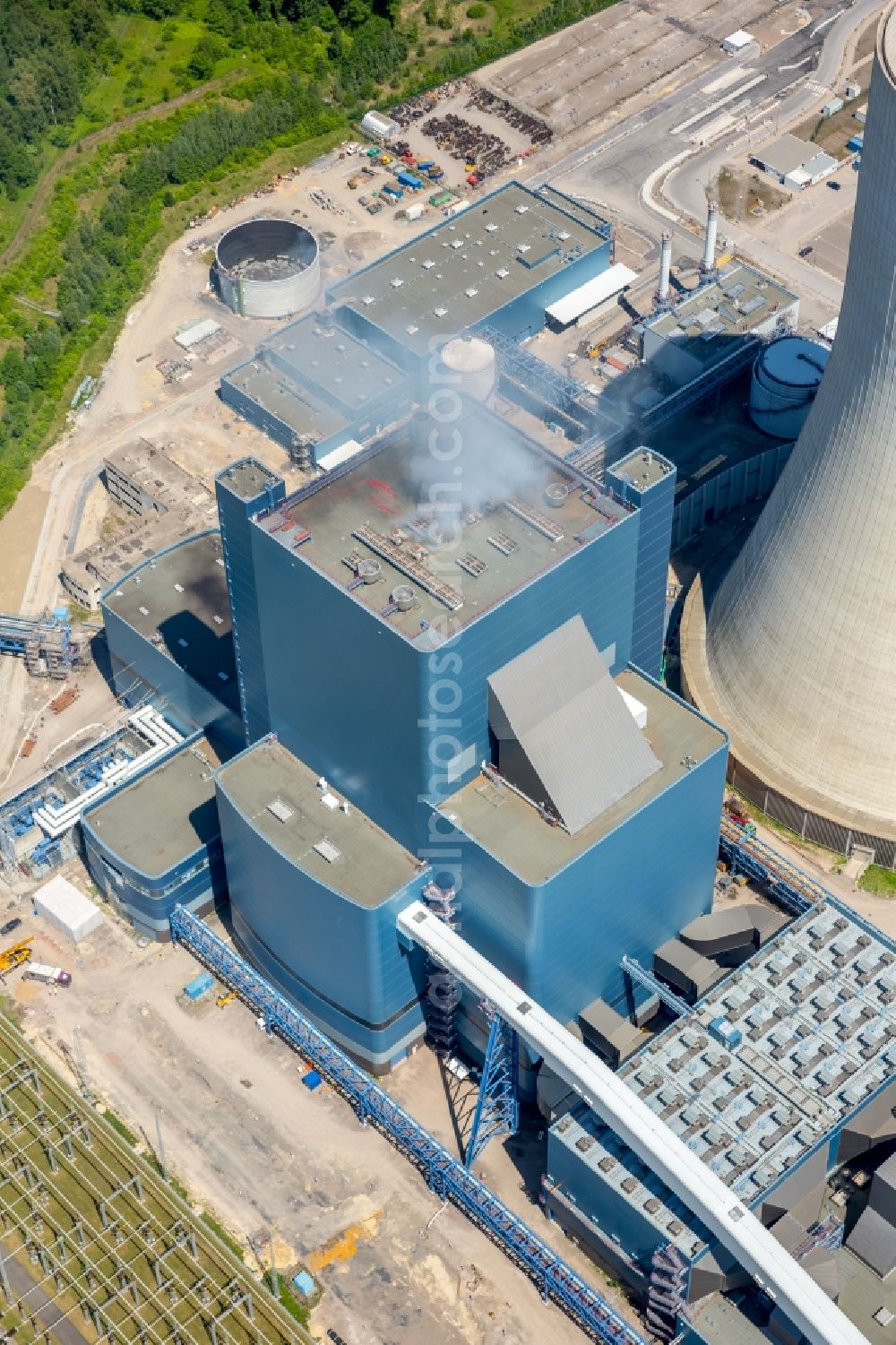 Aerial image Datteln - Power plants and exhaust towers of coal thermal power station Datteln 4 Uniper Kraftwerk Im Loeringhof in Datteln in the state North Rhine-Westphalia, Germany