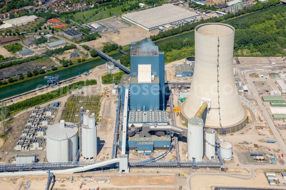 Datteln from above - Power plants and exhaust towers of coal thermal power station Datteln 4 Uniper Kraftwerk Im Loeringhof in Datteln in the state North Rhine-Westphalia, Germany