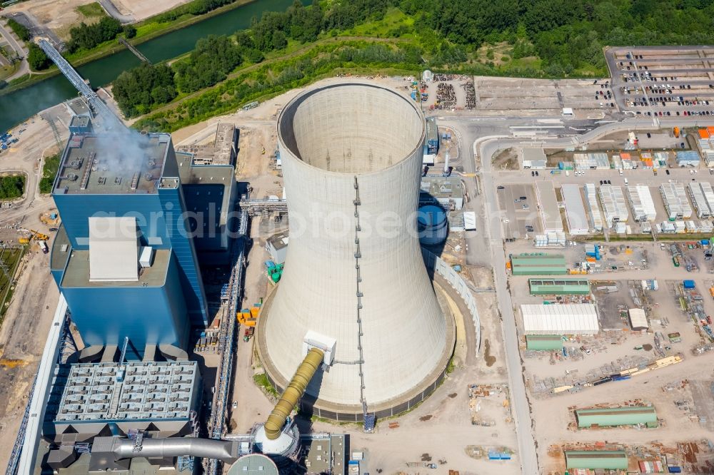 Aerial image Datteln - Power plants and exhaust towers of coal thermal power station Datteln 4 Uniper Kraftwerk Im Loeringhof in Datteln in the state North Rhine-Westphalia, Germany