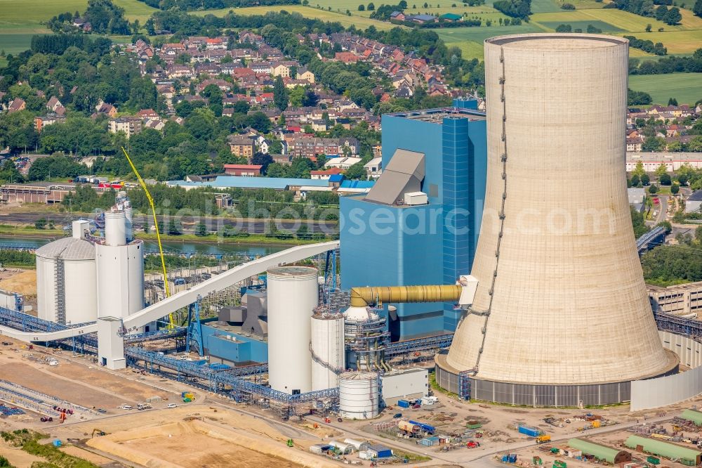 Aerial photograph Datteln - Power plants and exhaust towers of coal thermal power station Datteln 4 Uniper Kraftwerk Im Loeringhof in Datteln in the state North Rhine-Westphalia, Germany