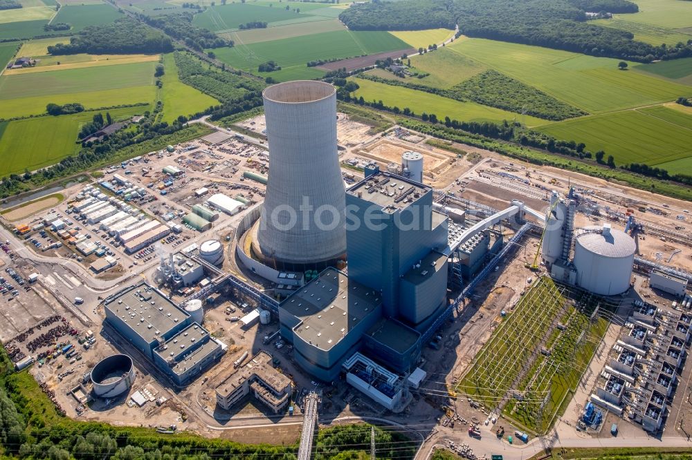 Aerial image Datteln - Power plants and exhaust towers of coal thermal power station Datteln 4 Uniper Kraftwerk Im Loeringhof in Datteln in the state North Rhine-Westphalia, Germany