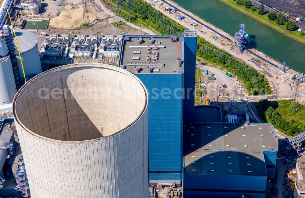 Datteln from the bird's eye view: Power plants and exhaust towers of coal thermal power station Datteln 4 Uniper Kraftwerk Im Loeringhof in Datteln in the state North Rhine-Westphalia, Germany