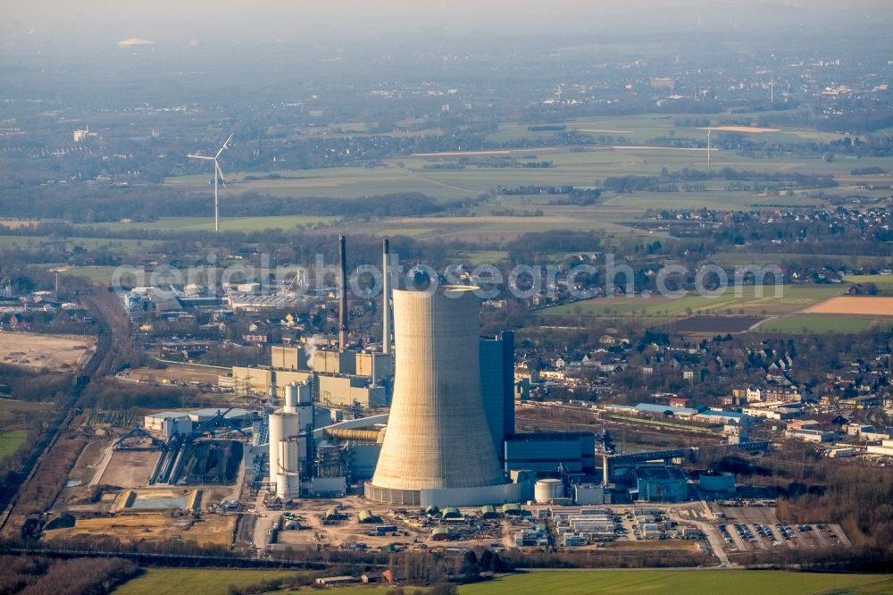 Aerial image Datteln - Power plants and exhaust towers of coal thermal power station Datteln 4 Uniper Kraftwerk Im Loeringhof in Datteln in the state North Rhine-Westphalia, Germany