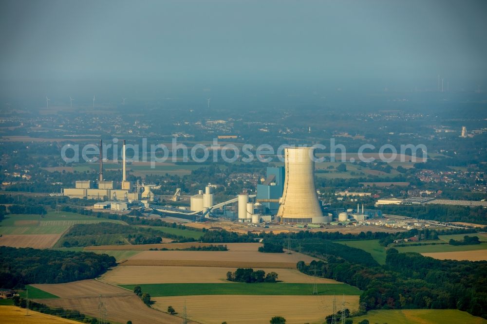 Aerial image Datteln - Power plants and exhaust towers of coal thermal power station Datteln 4 Uniper Kraftwerk Im Loeringhof in Datteln in the state North Rhine-Westphalia, Germany